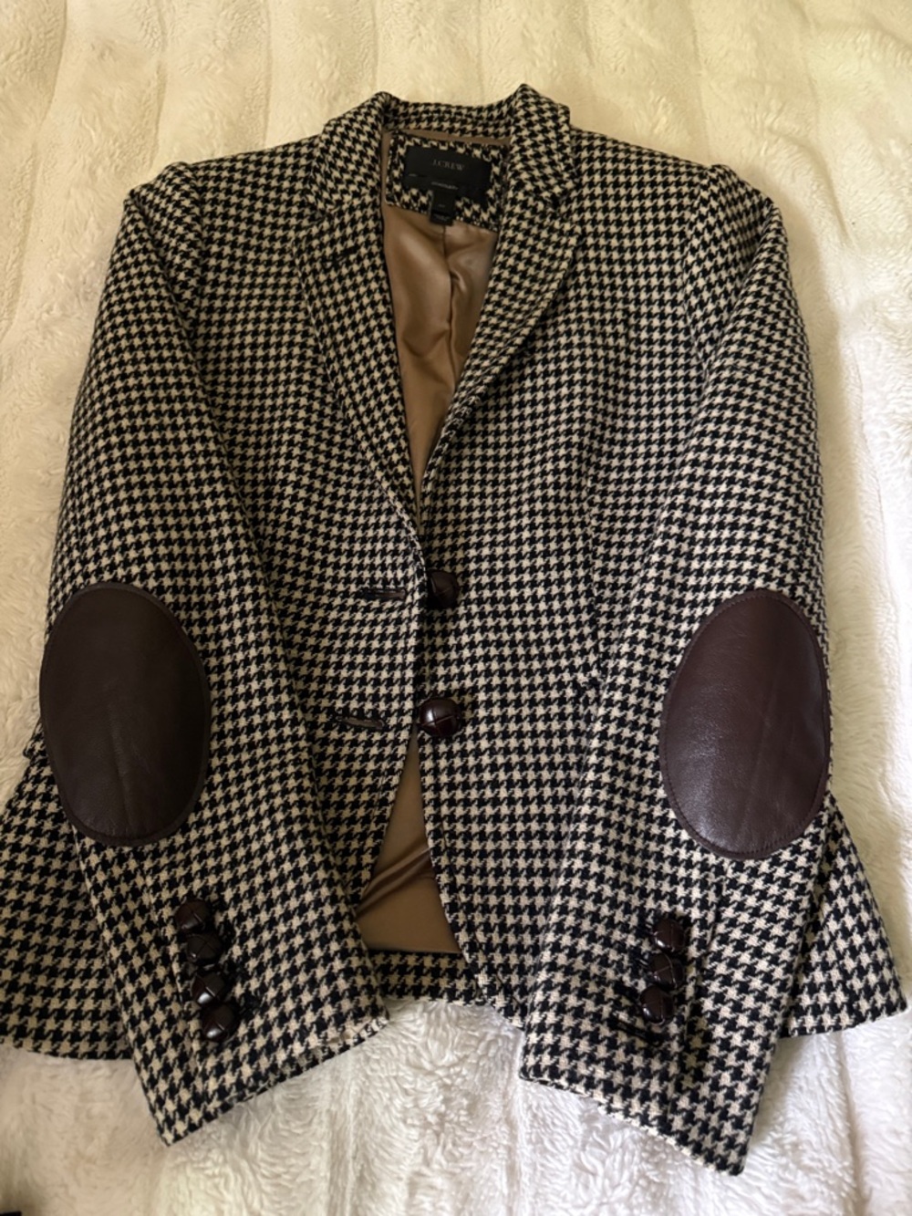J. Crew Black & Cream Houndstooth Schoolboy Jacket